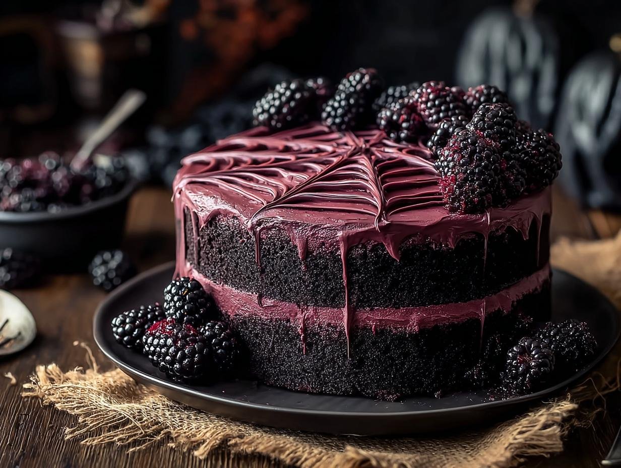 Spooky Black Velvet Halloween Cake: 1 Day Prep - Black Velvet Halloween Cake - additional detail