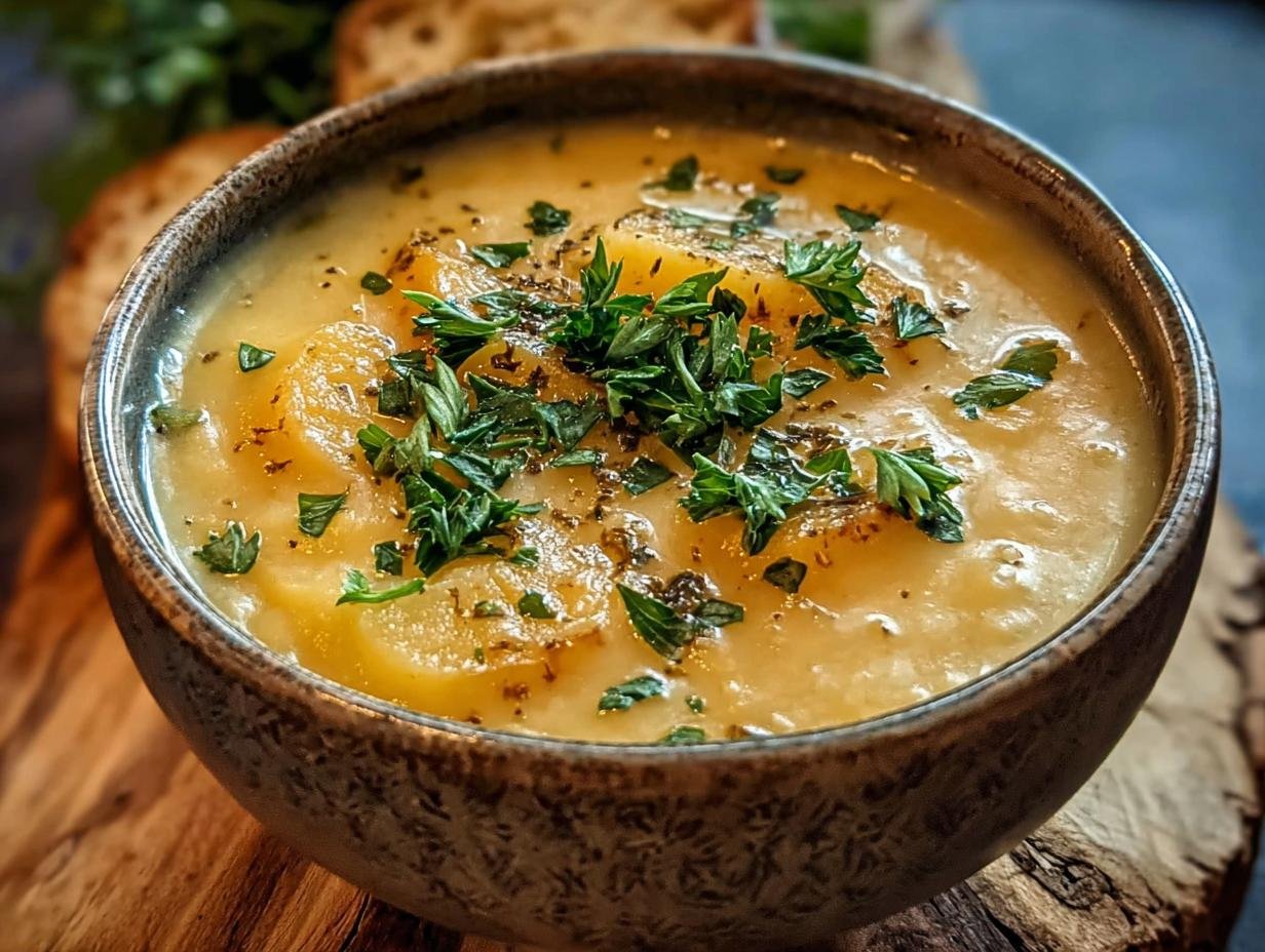 Amazing Cheddar Garlic Potato Soup