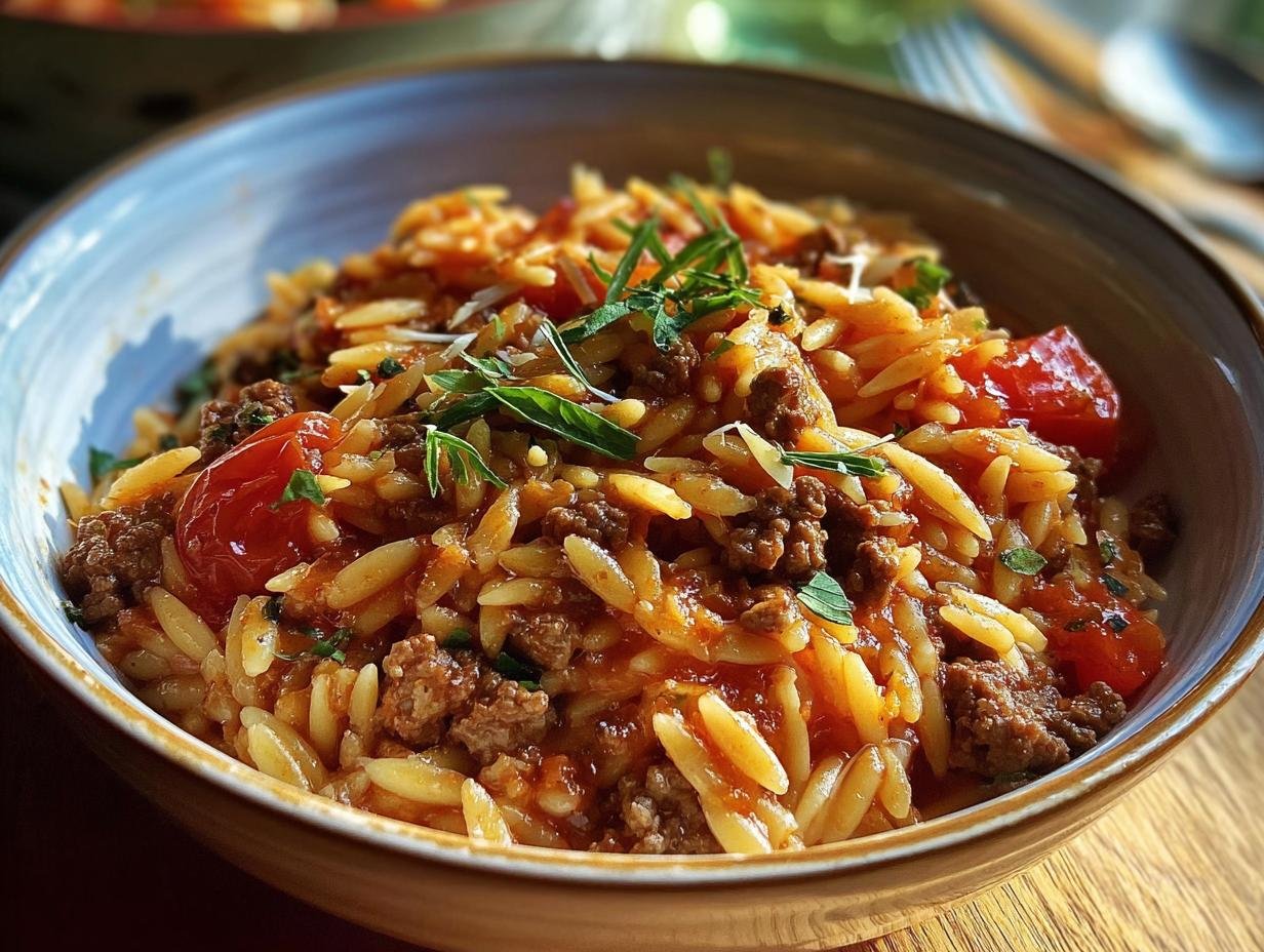 Ground Beef Orzo: Amazing 1-Pan Simplicity - Ground Beef Orzo - additional detail