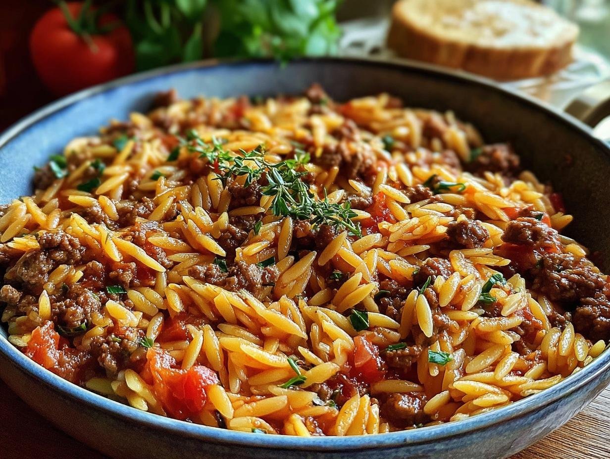 Ground Beef Orzo: Amazing 1-Pan Simplicity - Ground Beef Orzo - additional detail