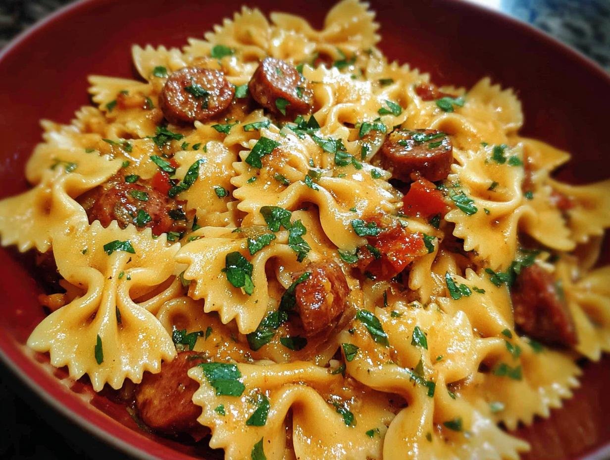 One Pot Kielbasa Pasta: Pure Bliss Dinner - One Pot Kielbasa Pasta - additional detail