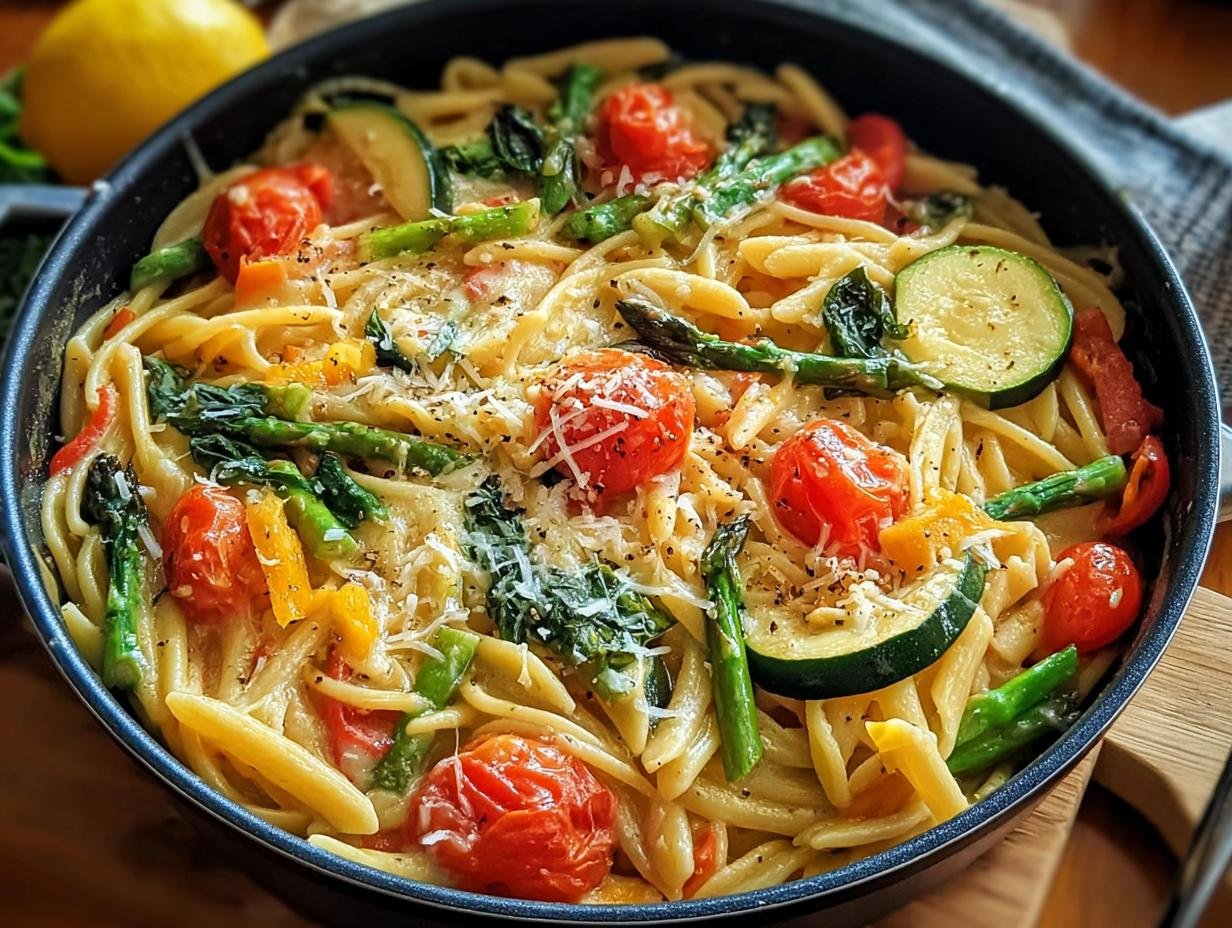 One Pot Pasta Primavera: 12 Amazing Veggies - One Pot Pasta Primavera - additional detail