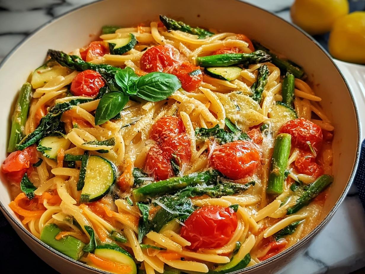 One Pot Pasta Primavera: 12 Amazing Veggies - One Pot Pasta Primavera - additional detail
