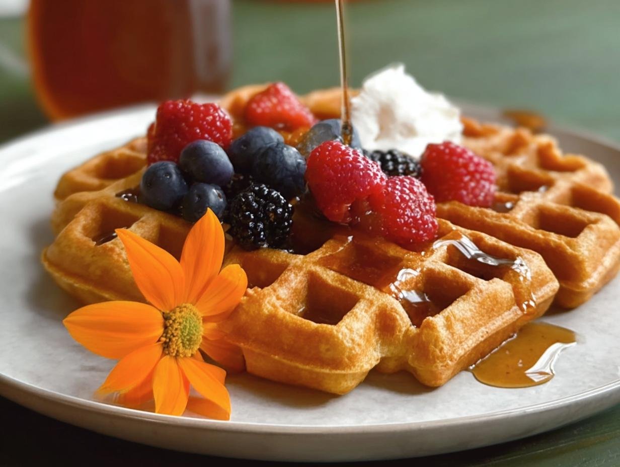 Sweetpotato Waffles: Simple, Moist, 2 Eggs Today - Sweetpotato Waffles - additional detail