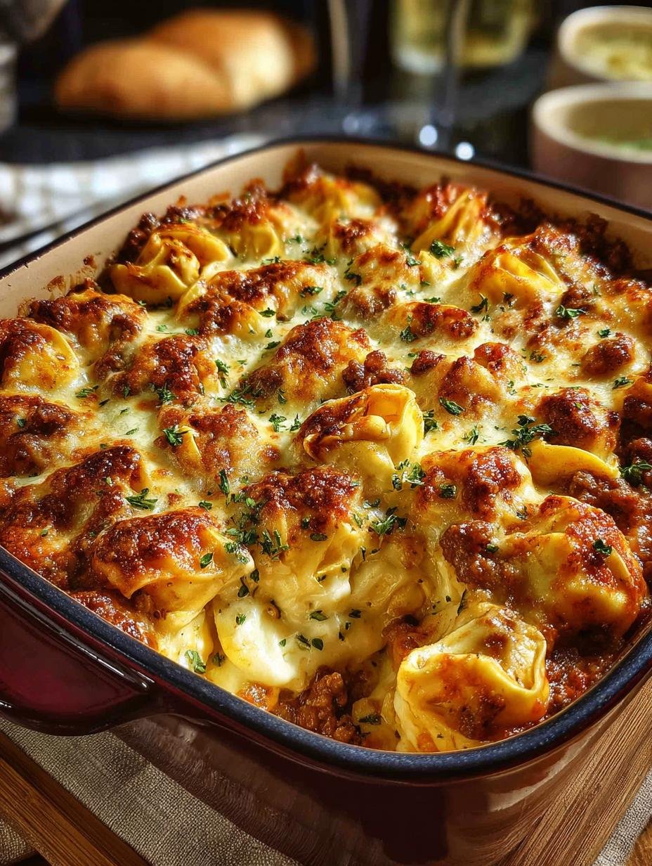 Beef Cheese Tortellini Bake