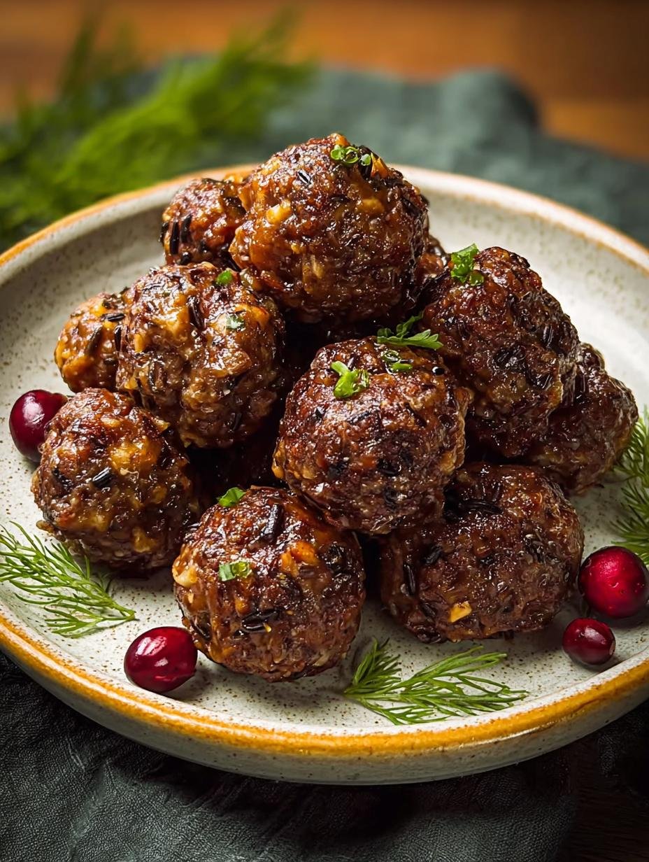 Fantastic Bison Meatballs served with fresh herbs, ready to eat