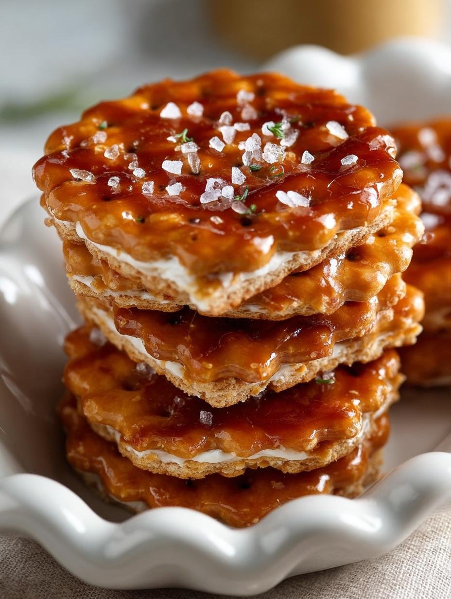 Delicious caramel crackers ready to be served