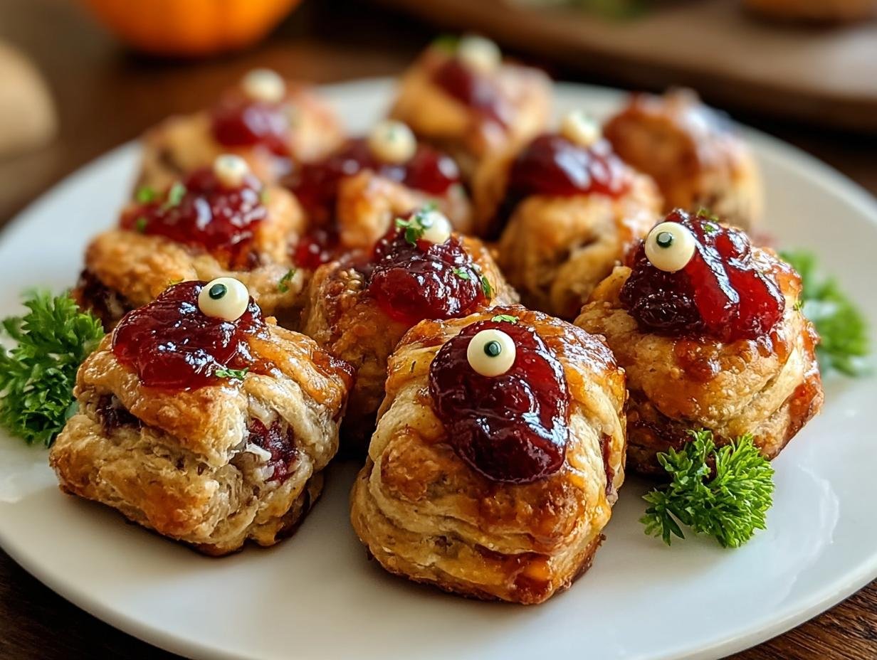 Cranberry Meatball Mummies: Delicious Halloween Fun - Wrapping meatballs in puff pastry strips to create mummy bandages
