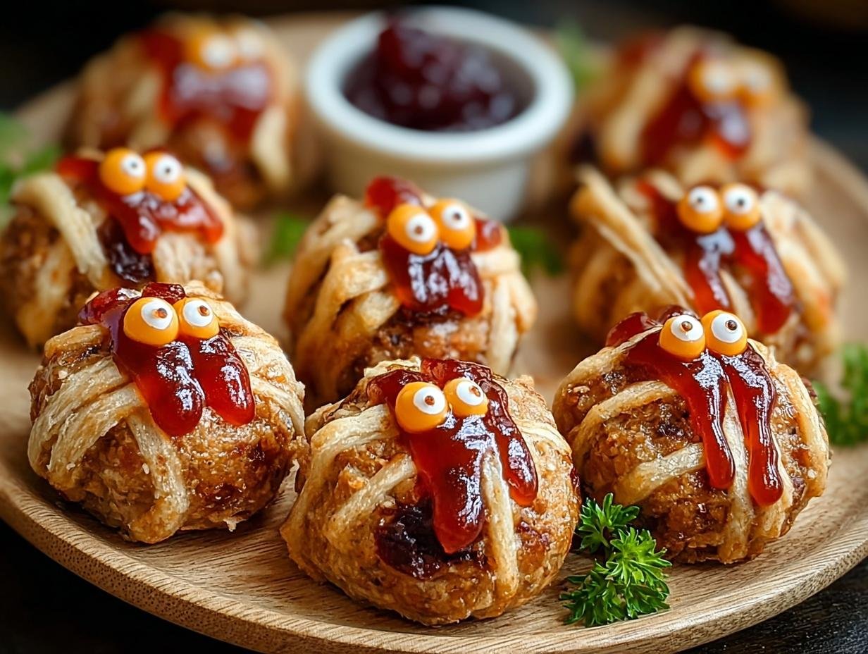 Cranberry Meatball Mummies
