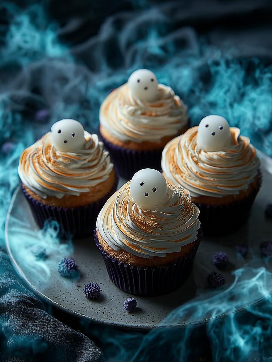 Scary Delicious Ghostly Cupcakes: 1 Sweet Recipe - Ghostly Cupcakes - main visual representation