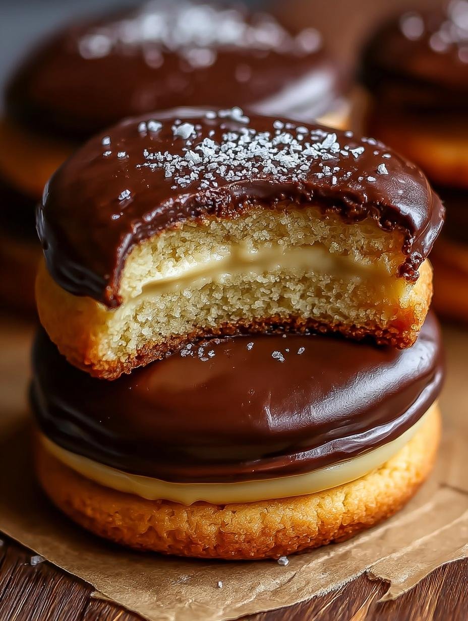 Delicious Indulge Boston Cream Pie cookies with creamy filling and chocolate glaze