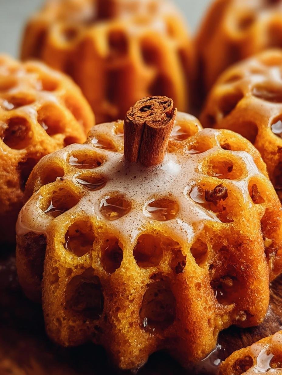 Close-up of a perfectly baked and frosted Pumpkin Shaped Cinnamon Roll, showcasing its unique shape and delicious texture