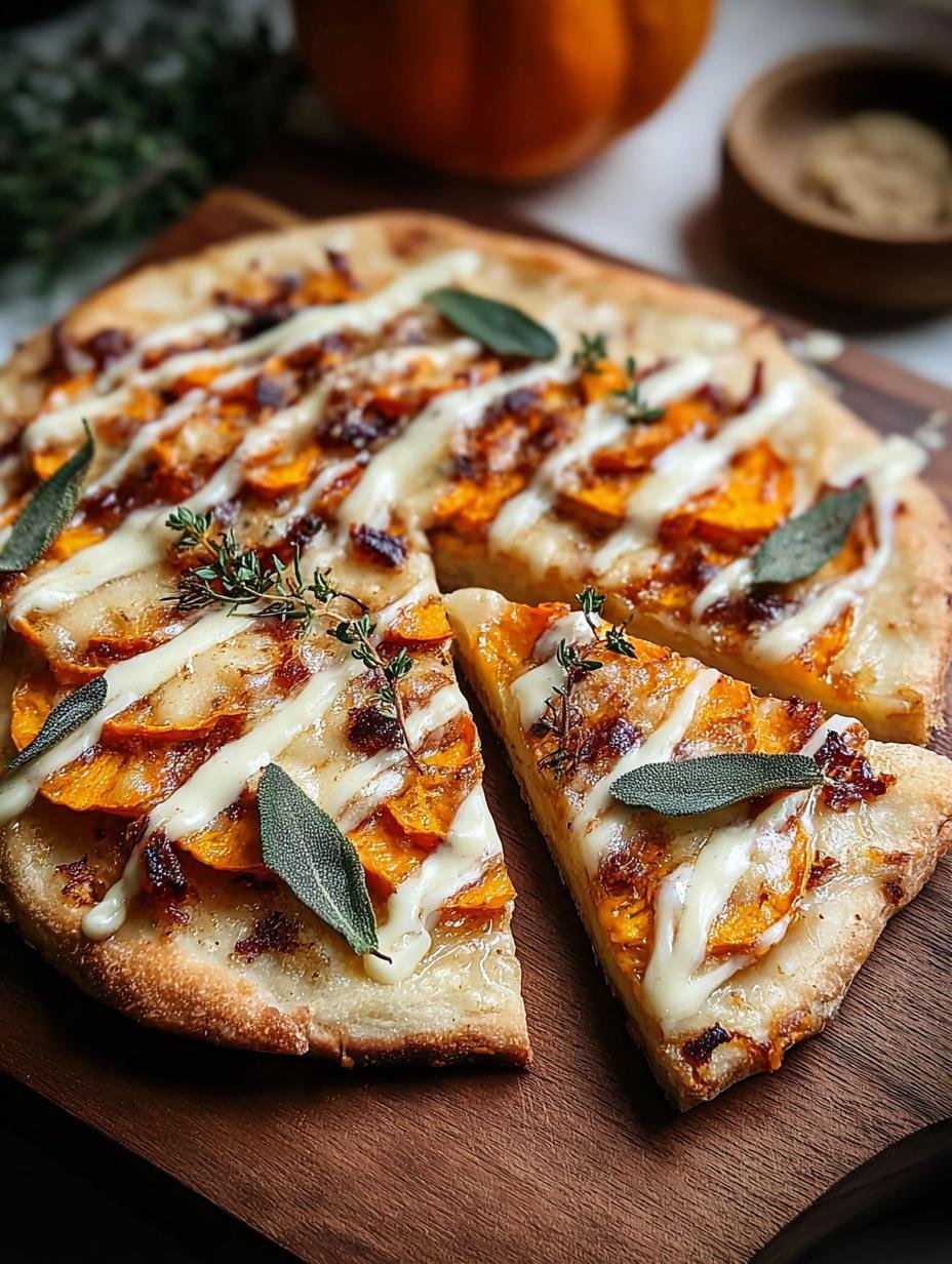 Delicious Pumpkin Spice Dessert Pizza with creamy filling and a sprinkle of cinnamon, ready to be served on a rustic wooden board