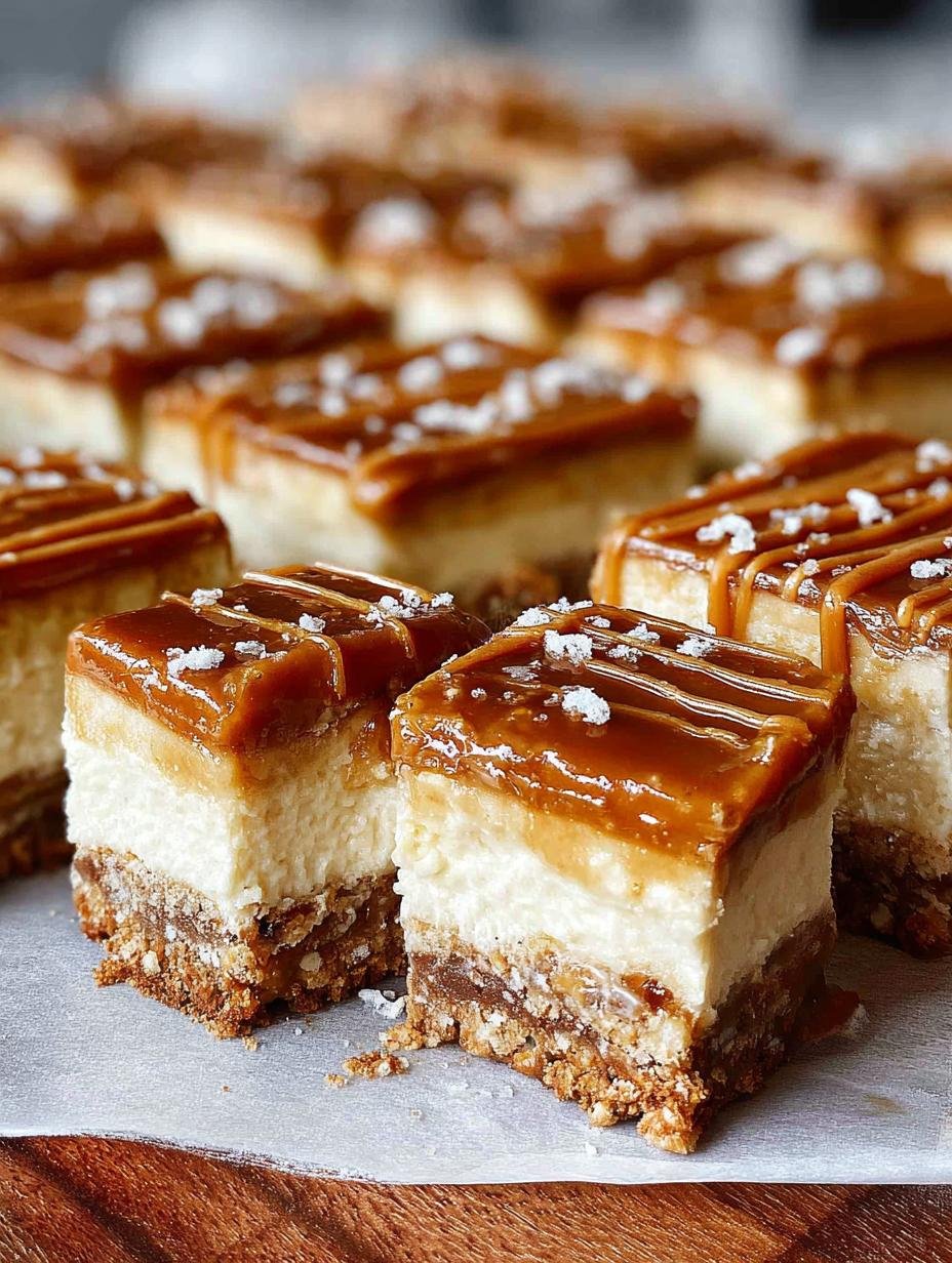 Killer Salted Caramel Pretzel Cheesecake in 9 Bars - Salted Caramel Pretzel Cheesecake - additional detail