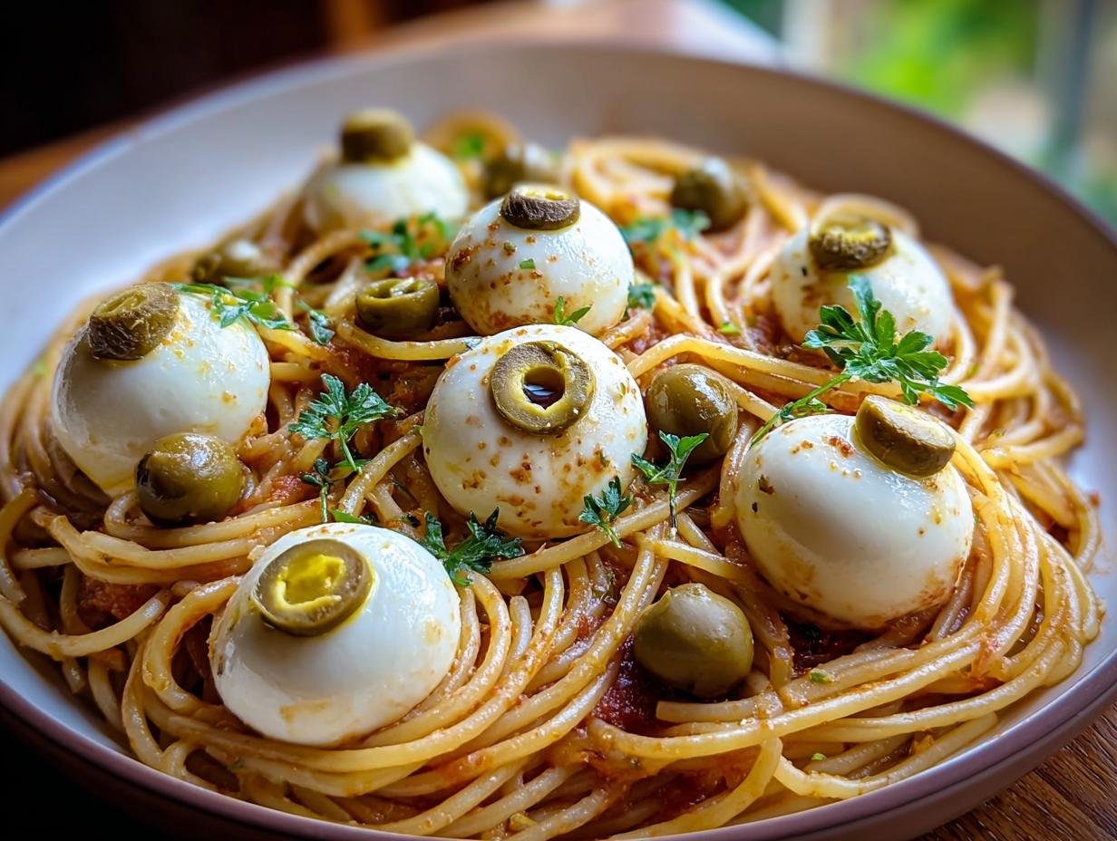 Spaghetti Mozzarella Eyeballs: Terrifyingly Easy 1-Hour Recipe - Spaghetti Mozzarella Eyeballs - main visual representation