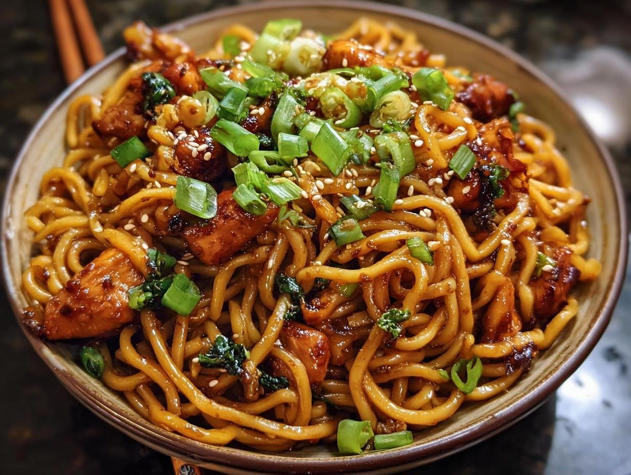 Sticky Garlic Chicken Noodles: Amazing 35 Min Meal