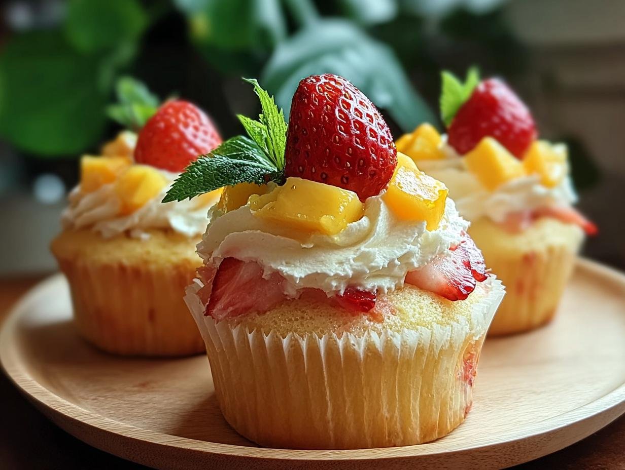 Amazing Strawberry Mango Cupcakes: 20 Min Prep - Strawberry Mango Cupcakes - additional detail