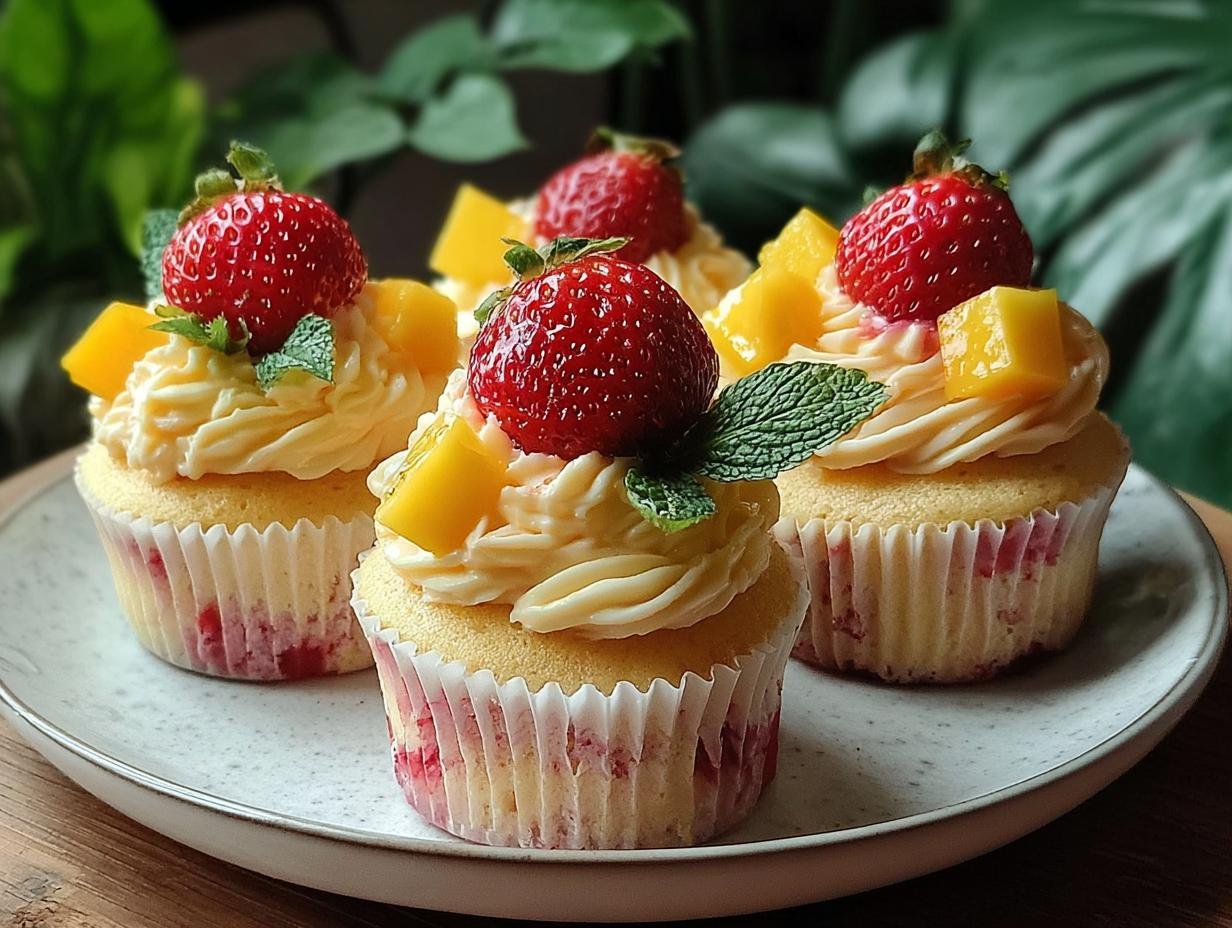 Amazing Strawberry Mango Cupcakes: 20 Min Prep - Strawberry Mango Cupcakes - additional detail