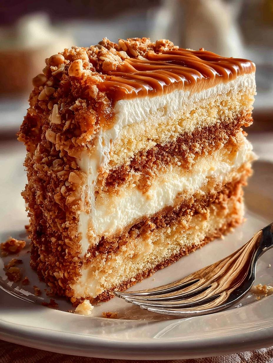 Indulge in Butterscotch Crunch Cake: 12 Layers of Bliss - Butterscotch Crunch Cake - main visual representation