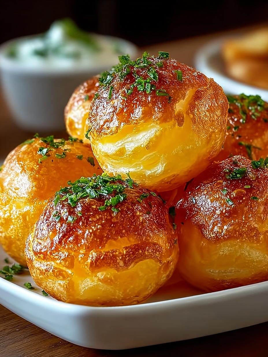Irresistible Cheese Puffs fresh from the oven on a serving platter