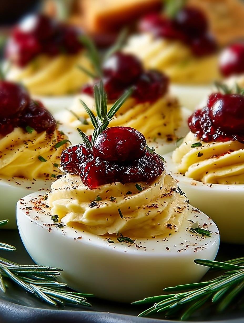 Cranberry Deviled Eggs: 12 Festive Appetizer Ideas - Cranberry Deviled Eggs - additional detail
