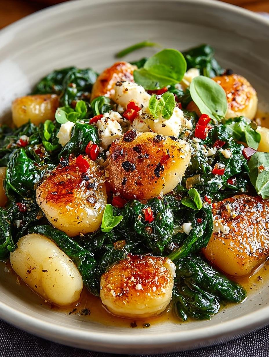 Crispy Gnocchi with Spinach