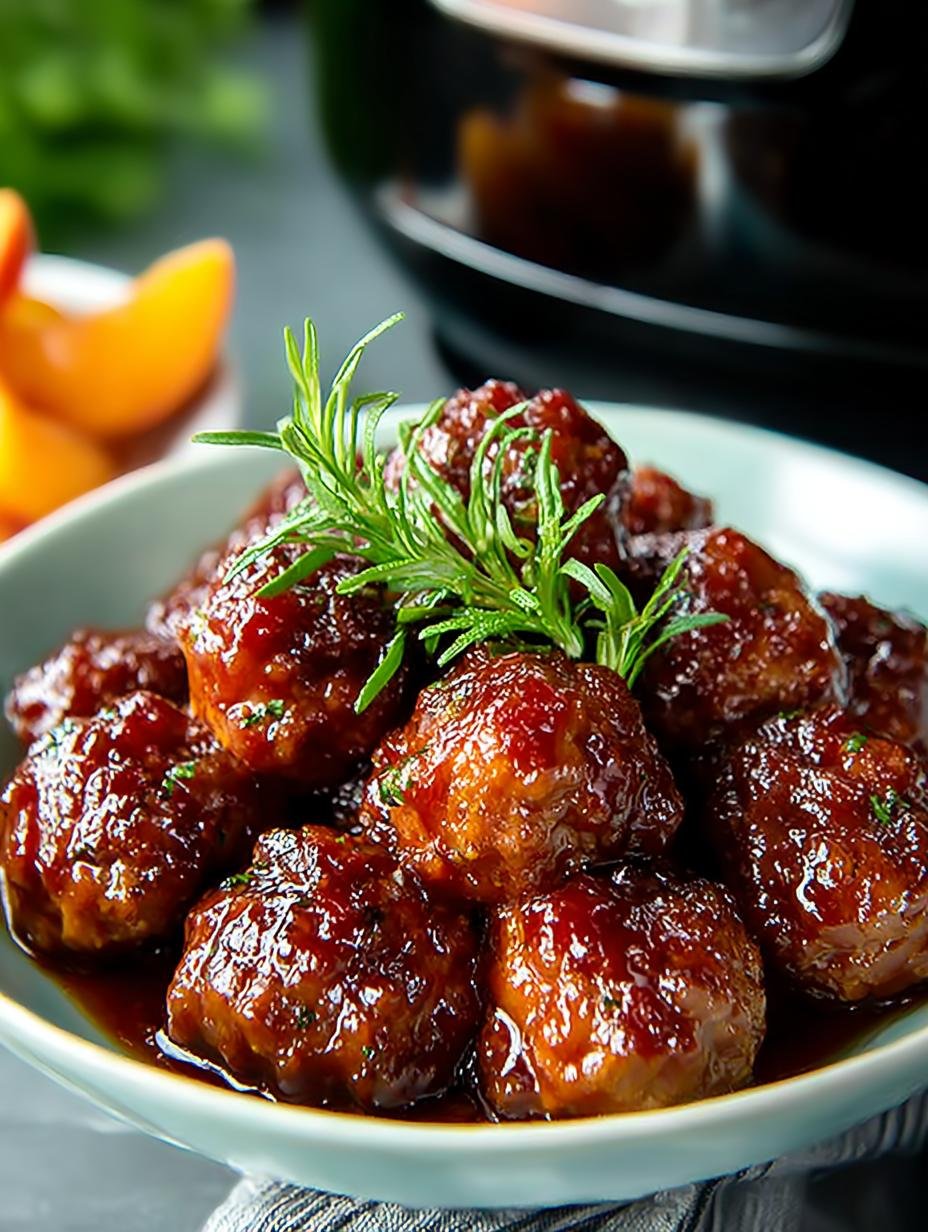 Crockpot Bbq Peach Meatballs