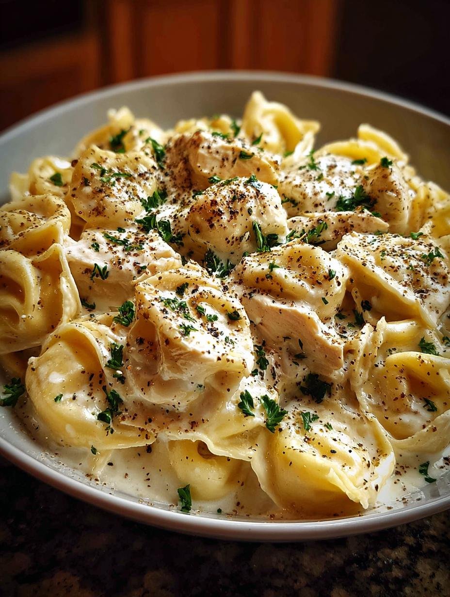 Crockpot Chicken Alfredo Tortellini