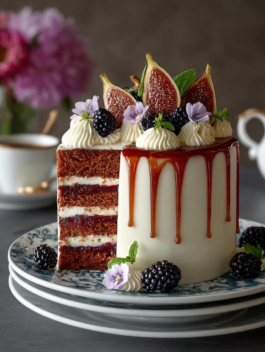 Earl Grey Cake with Honey Buttercream and Blackberry Bliss - Earl Grey Cake with - additional detail
