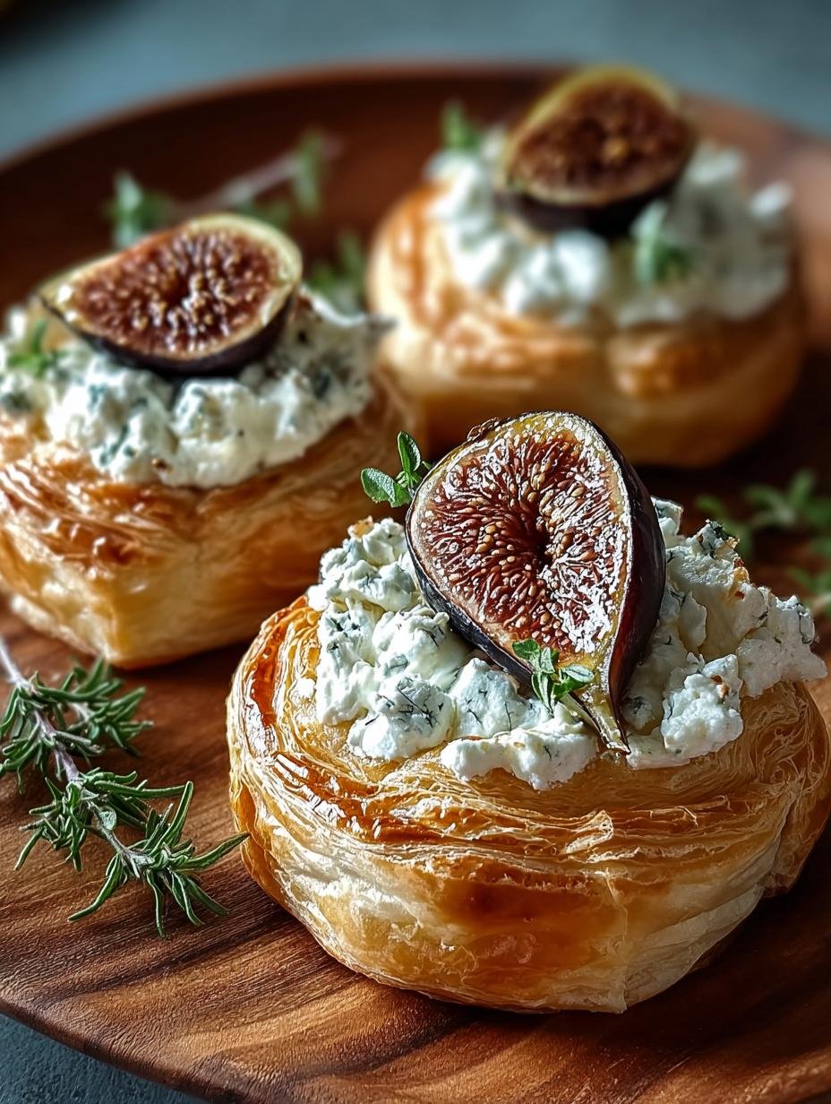 Fig Goat Cheese Puff with fresh figs and goat cheese on a baking tray