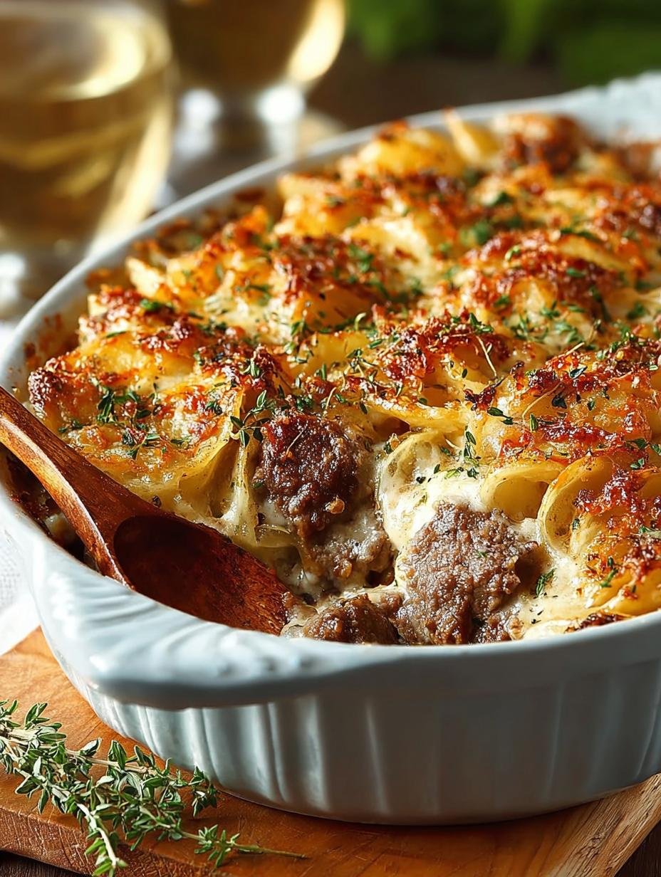 Homemade French Onion Beef Casserole: Comforting Delight - French Onion Beef Casserole - main visual representation