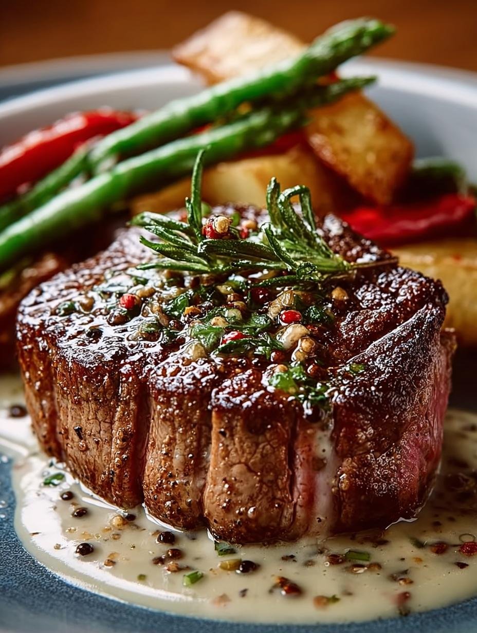 Classic French Peppercorn Steak with Creamy Brandy Sauce - French Peppercorn Steak - main visual representation