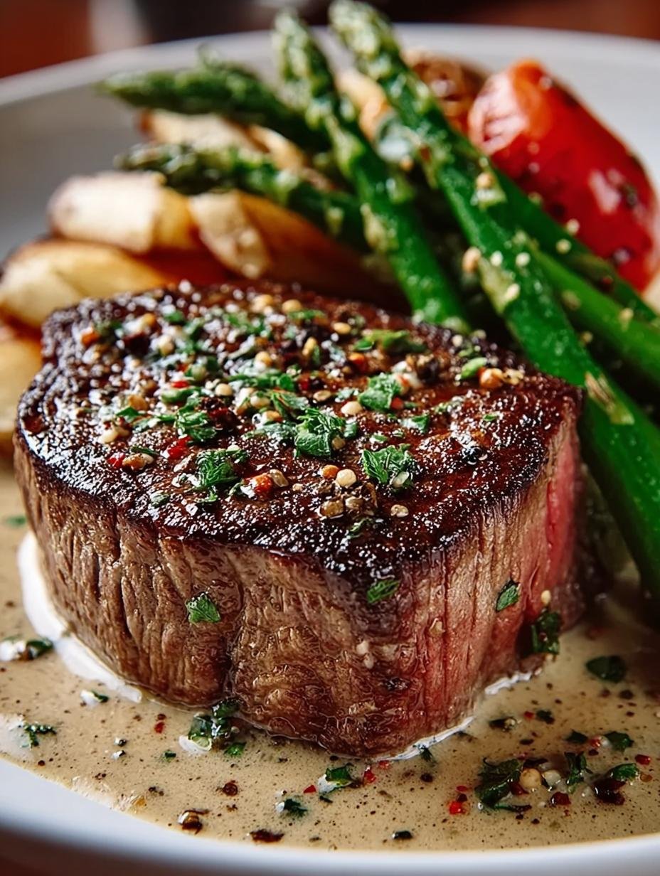 Classic French Peppercorn Steak with Creamy Brandy Sauce - French Peppercorn Steak - additional detail
