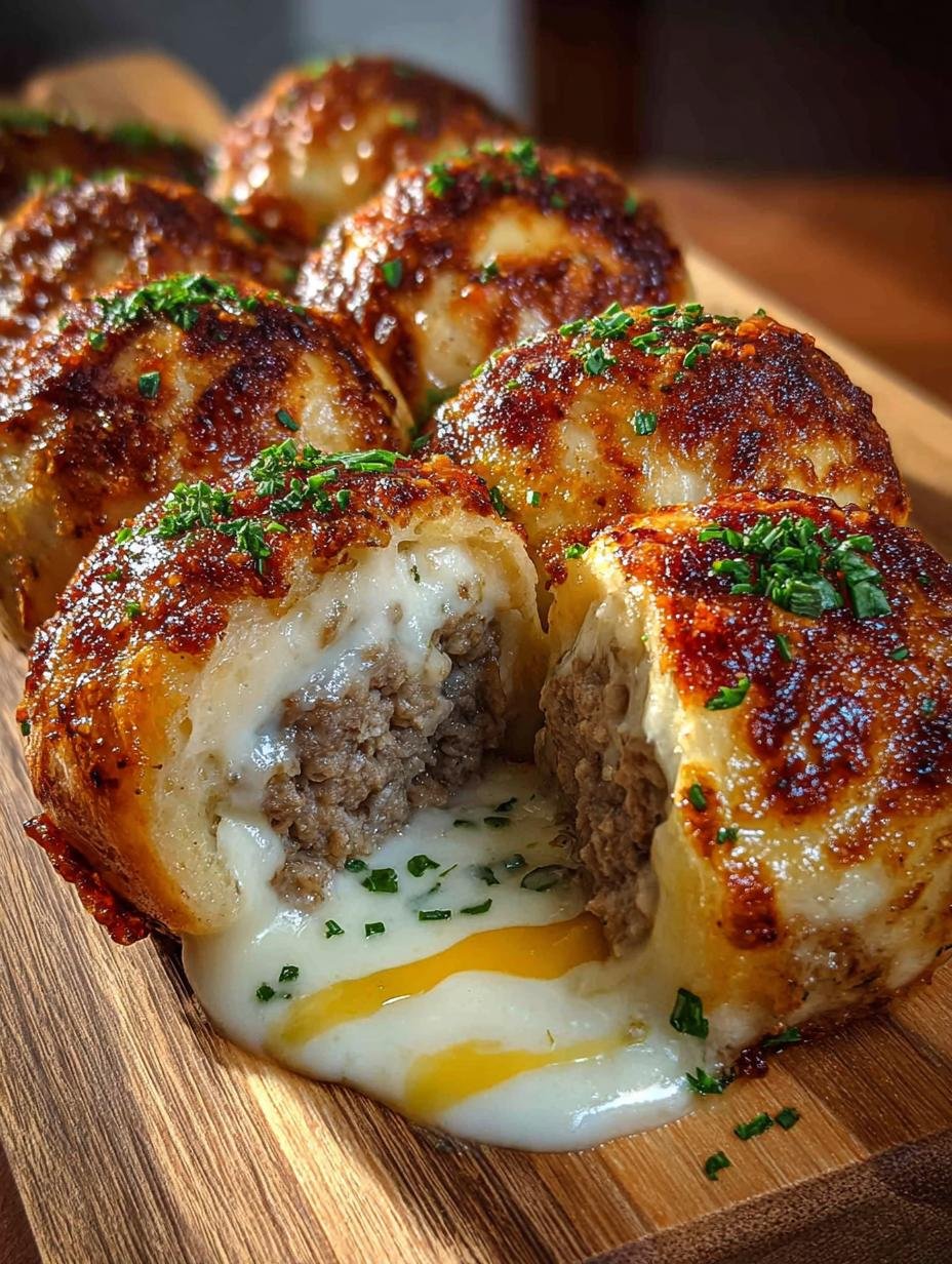 Garlic Parmesan Cheeseburger Bombs: 12 Irresistible Bites - Garlic Parmesan Cheeseburger Bombs - additional detail