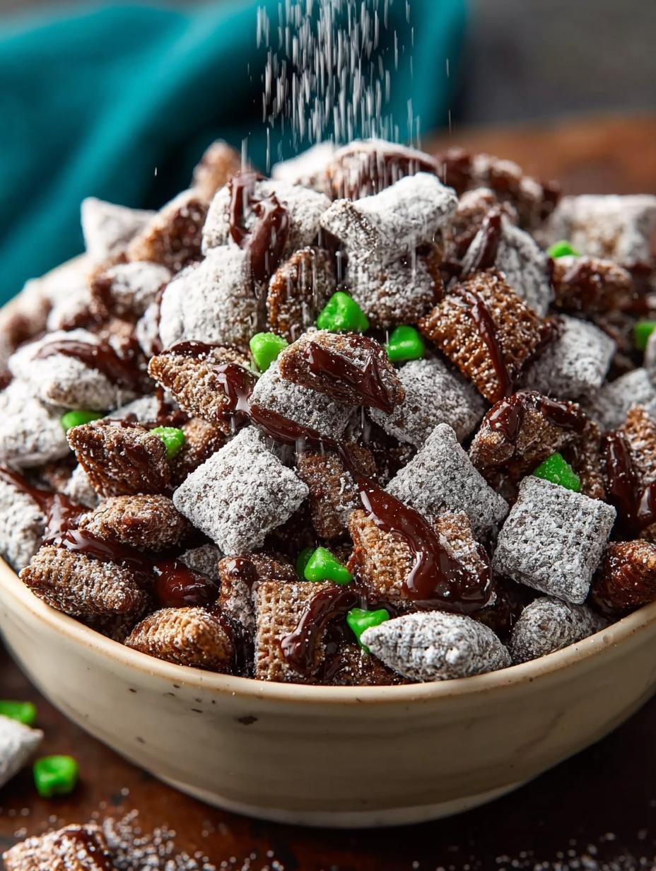 Delicious Mint Chocolate Puppy Chow to Try Today - Mint Chocolate Puppy Chow - additional detail