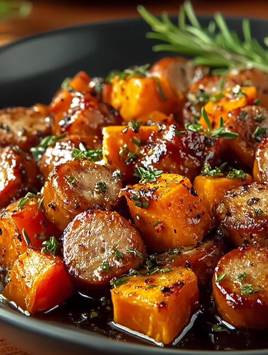 Delicious Sausage Sweet Potatoes with Honey Garlic Sauce - Sausage Sweet Potatoes with - main visual representation