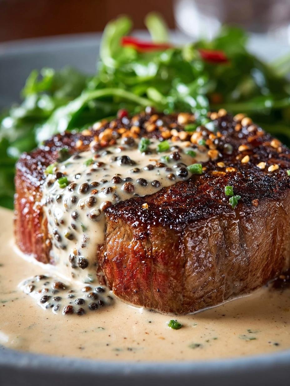 Steak with Creamy Peppercorn