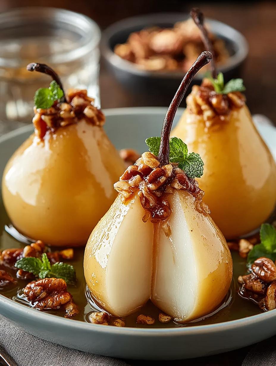 Delicious Vanilla Bourbon Poached Pears Recipe - Vanilla Bourbon Poached Pears - main visual representation