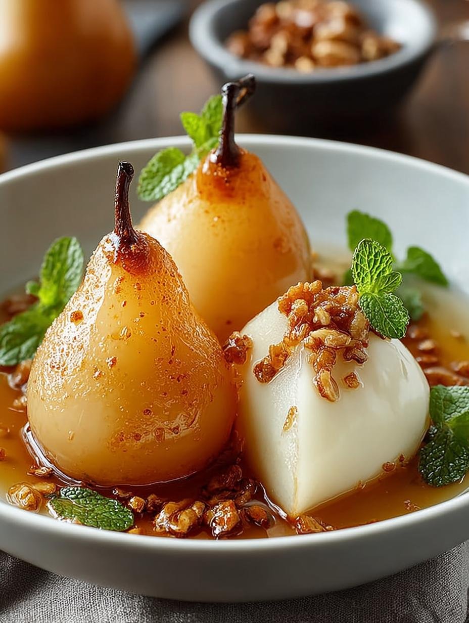Delicious Vanilla Bourbon Poached Pears Recipe - Vanilla Bourbon Poached Pears - additional detail