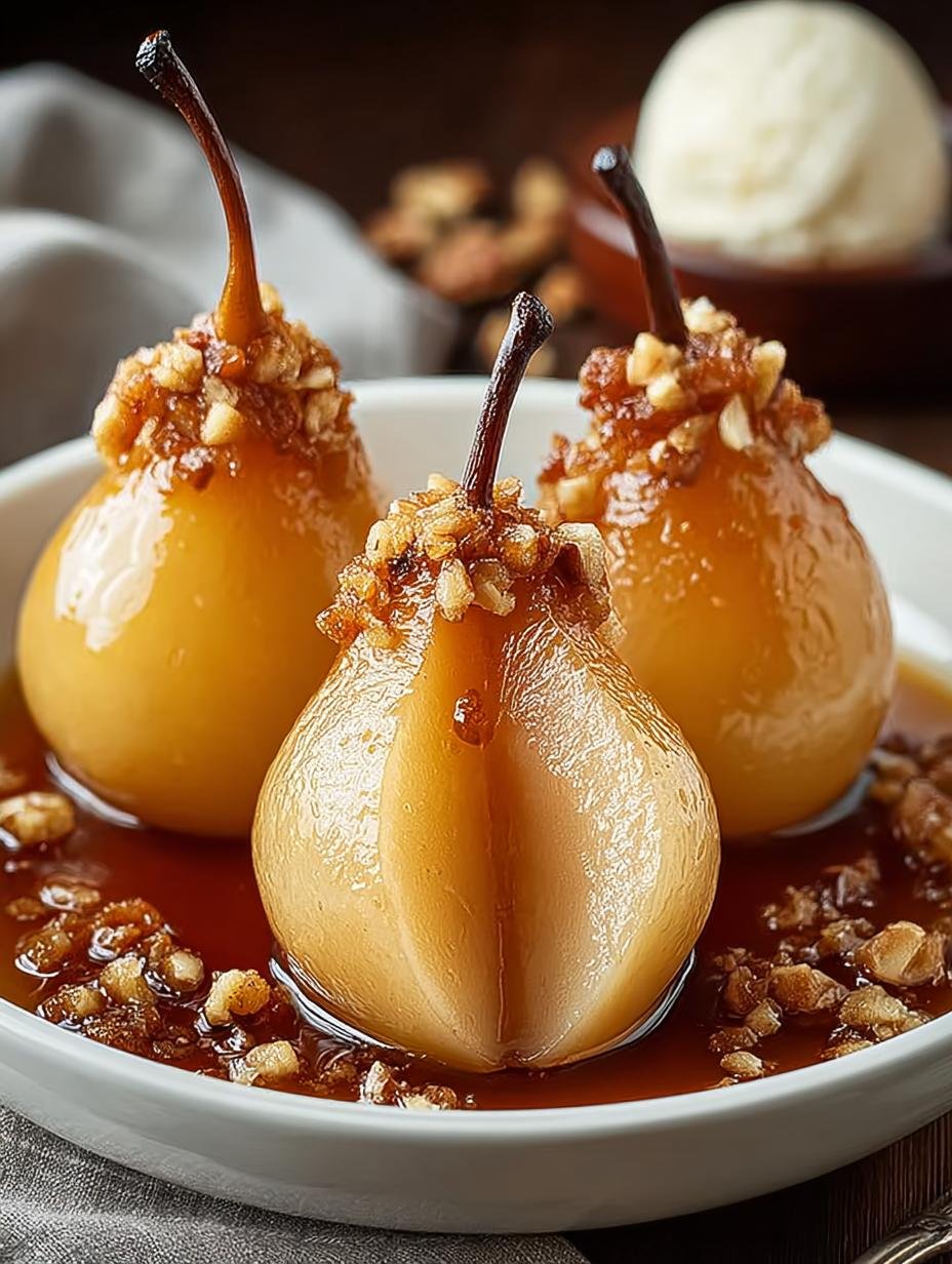 Vanilla Bourbon Poached Pears