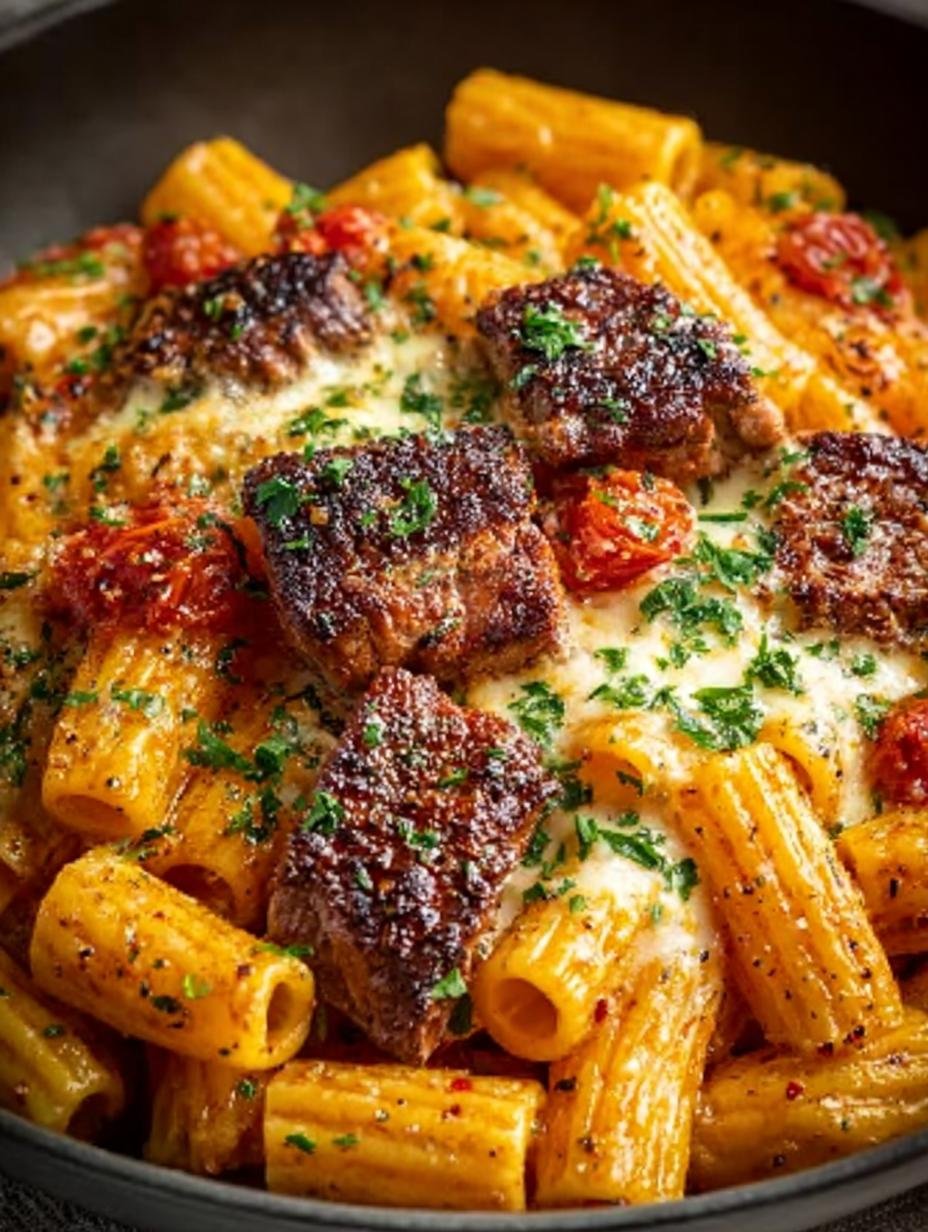 Cajun Steak Cheesy Rigatoni: 7 Steps to Comfort - Cajun Steak Cheesy Rigatoni - main visual representation