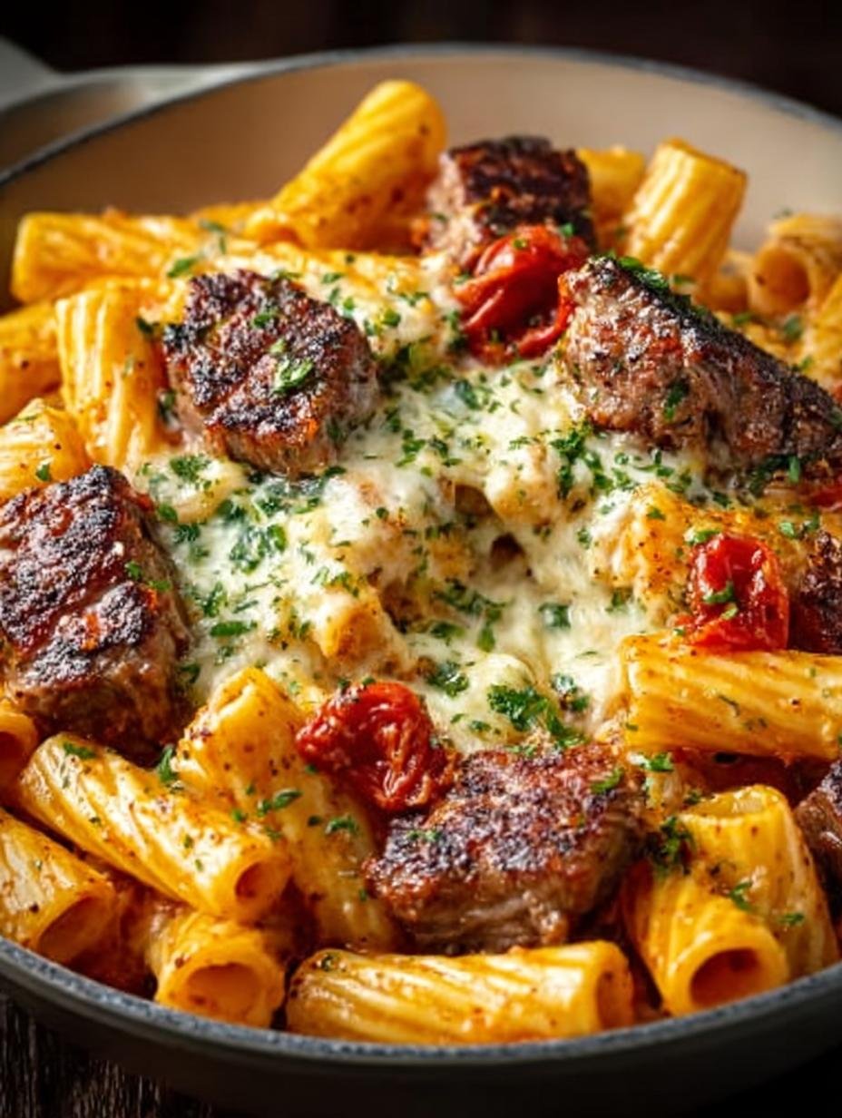 Cajun Steak Cheesy Rigatoni
