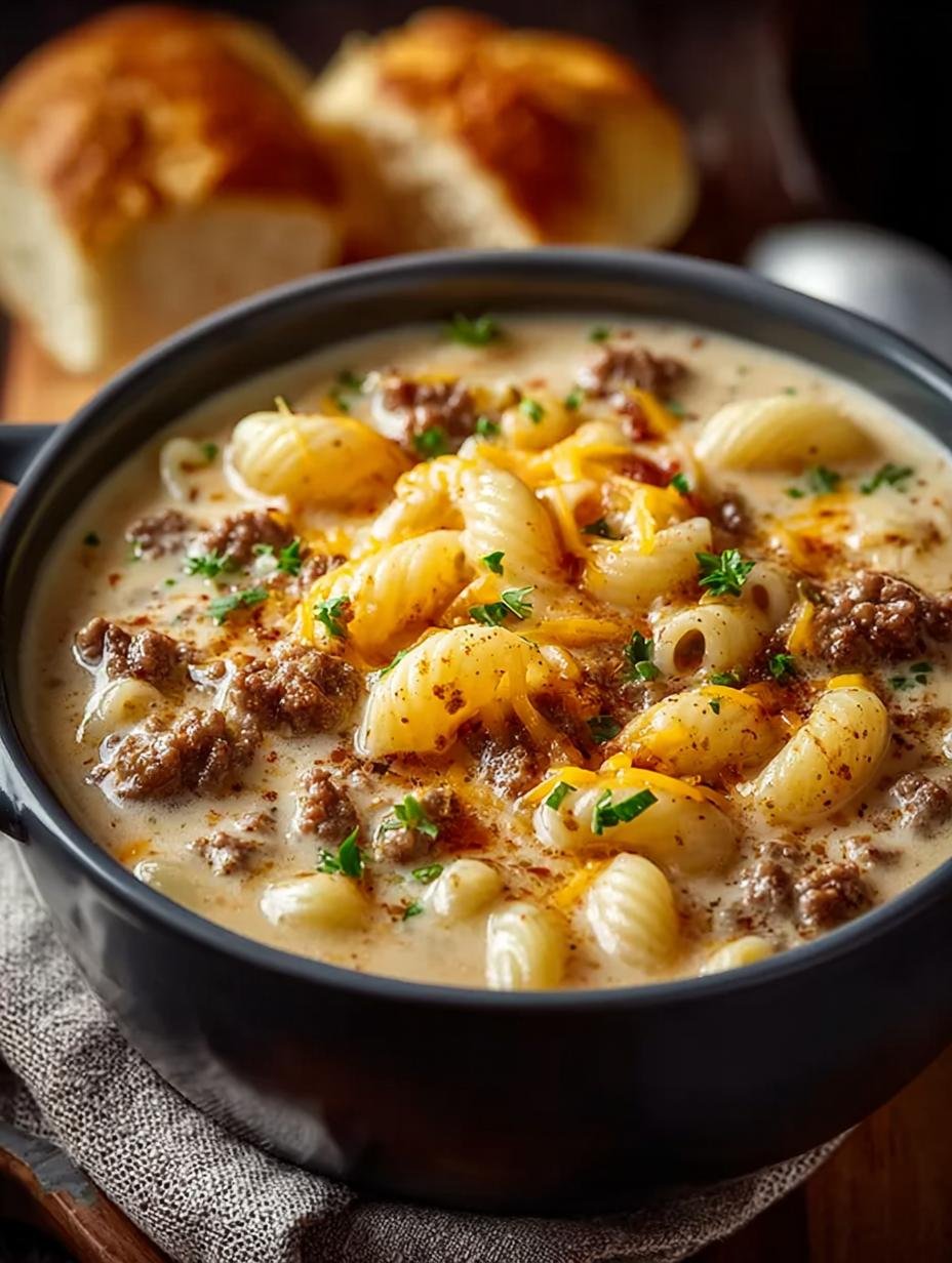 Hearty Cheeseburger Macaroni Soup for Cozy Nights - Cheeseburger Macaroni Soup - main visual representation