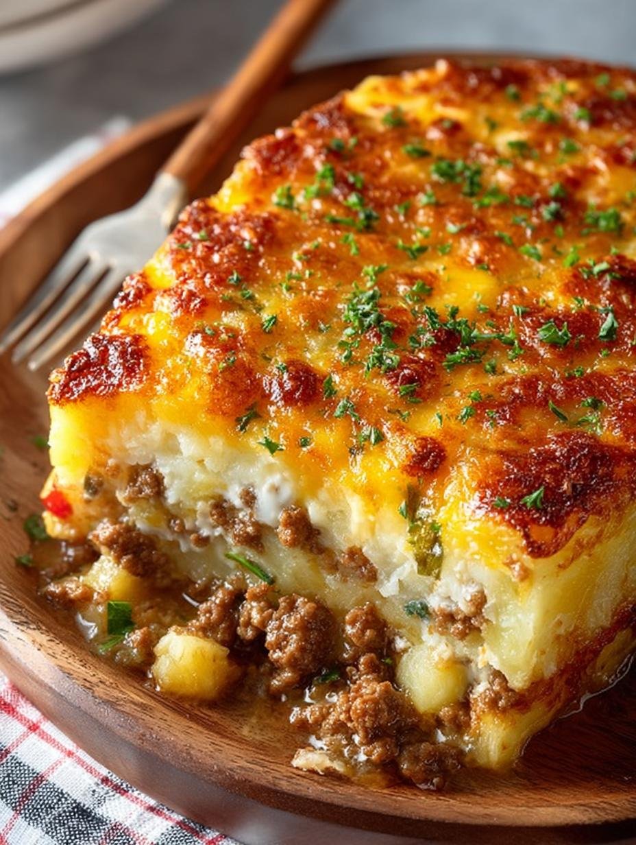 Delicious Cheesy Ground Beef Potato Casserole Recipe - Cheesy Ground Beef Potato - additional detail
