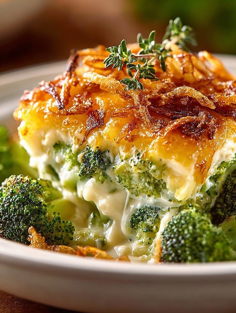 Creamy French Onion Broccoli Cheese Casserole Recipe - Creamy French Onion Broccoli - main visual representation