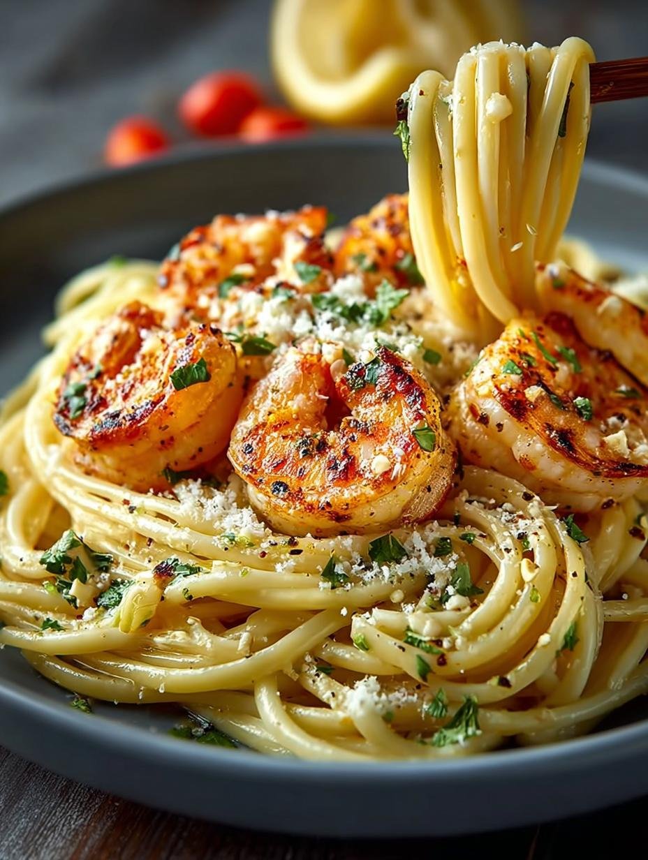 Creamy Garlic Shrimp Linguine