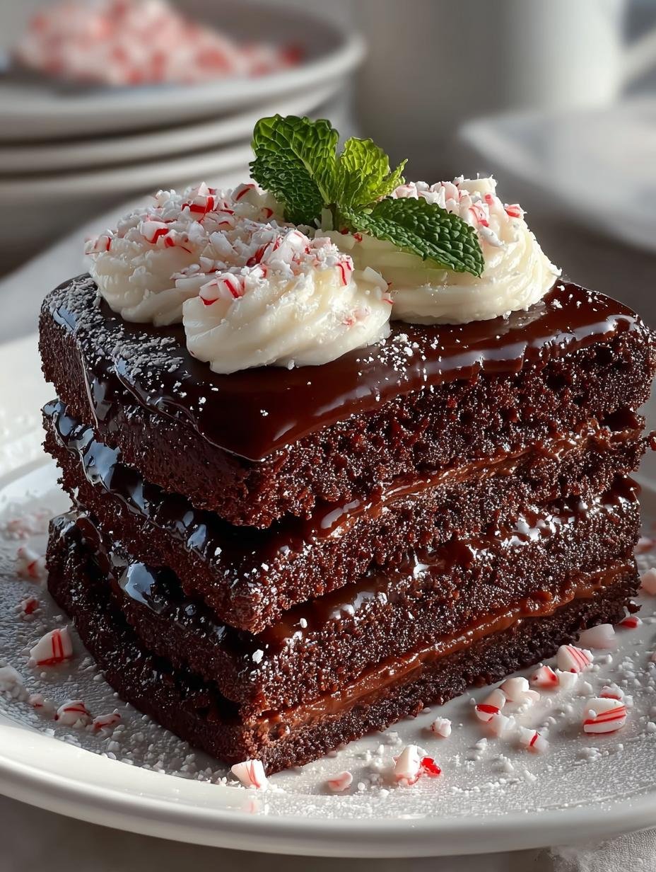 Decadent Peppermint Fudge Cake: 5 Layers of Joy - Decadent Peppermint Fudge Cake - main visual representation