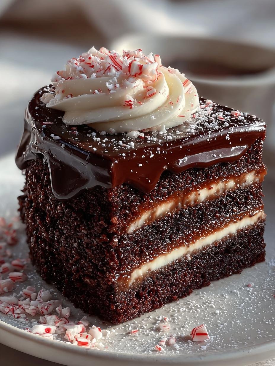Decadent Peppermint Fudge Cake: 5 Layers of Joy - Decadent Peppermint Fudge Cake - additional detail