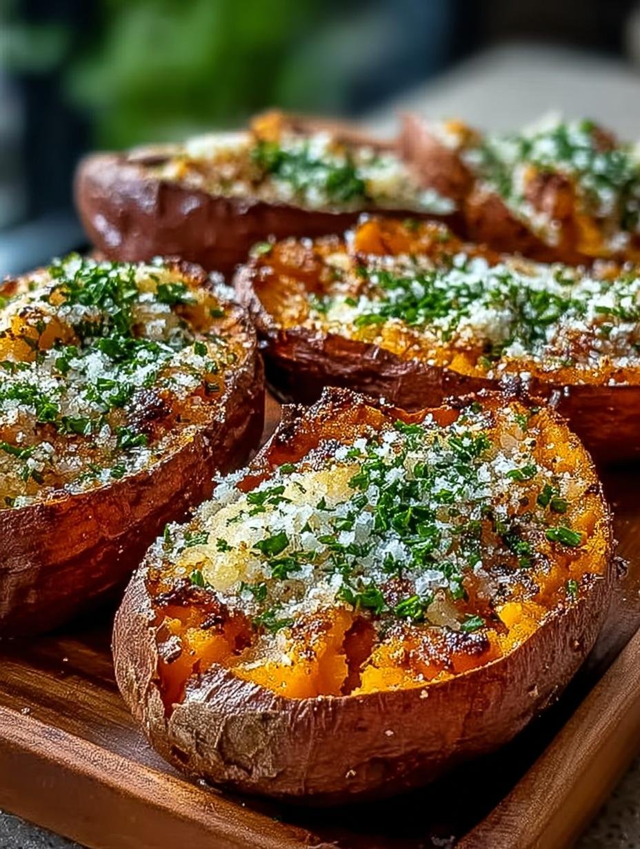 Garlic Parmesan Sweet Potato