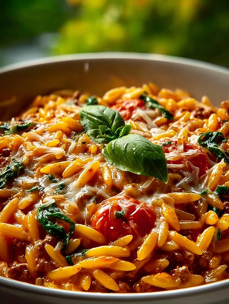 Ground Beef Orzo with Creamy Tomato Sauce for Dinner - Ground Beef Orzo with - main visual representation